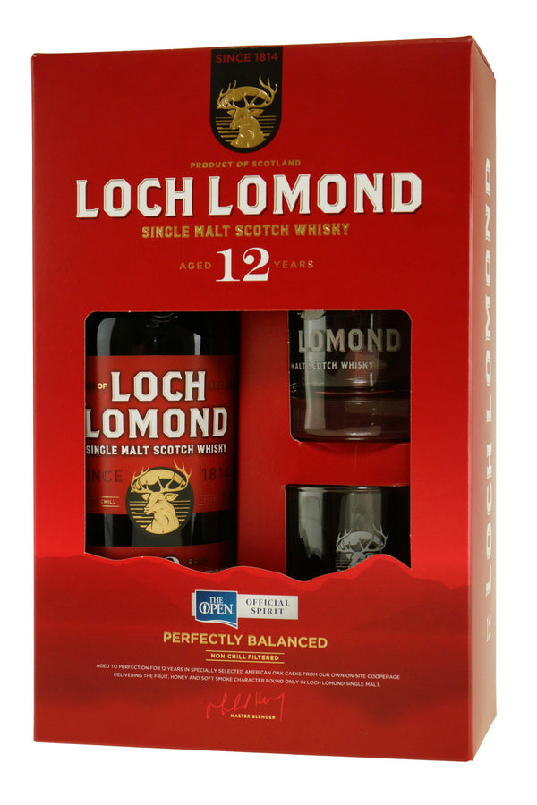 Loch Lomond 12 Years Old Gift Box m. 2 tumblerglas - bottlehero.dk