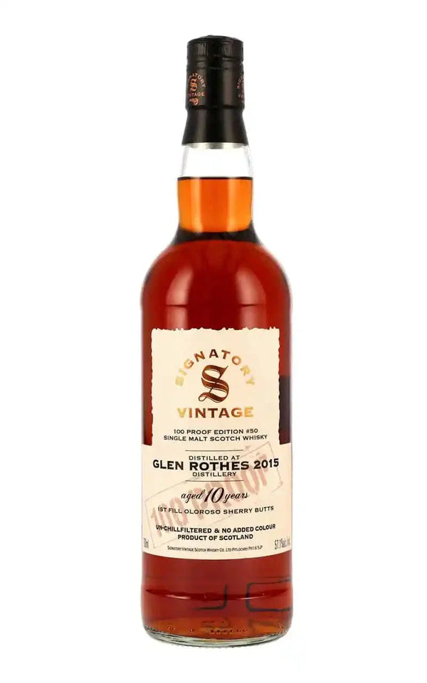 Signatory Vintage Whisky Company, Signatory Glenrothes 2015 10 år 100 Proof Edition 57,1% - Bottle Hero