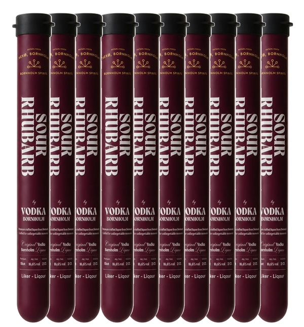 Bornholm Spirits Sour Rhubarb Shotsrør 2 cl - 50 STK - Bottle Hero