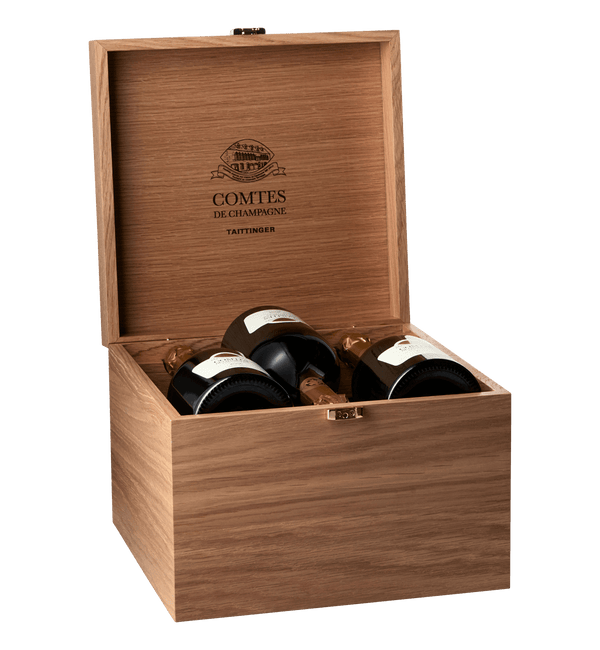 6 flasker Taittinger Comtes de Champagne 2008 i original trækasse - Bottle Hero