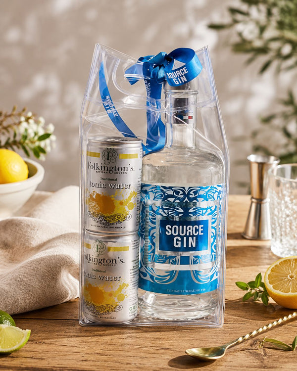 Mounier, Source Gin gavepose m. 4 fl. Folkington's tonic - Bottle Hero