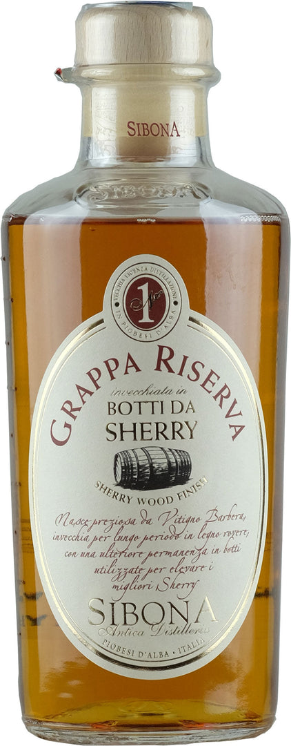 Sibona Grappa Reserve Sherry Wood Finish 0.5L - Bottle Hero